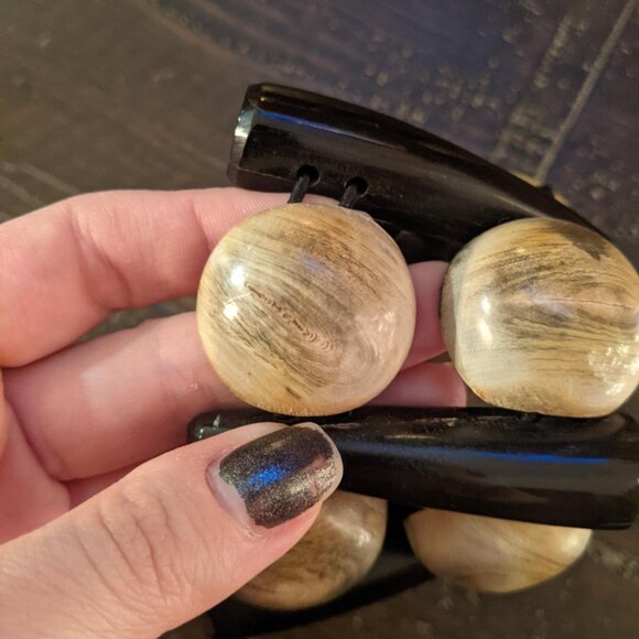 Vintage Chunky Bone Statement Cuff Bracelet Oversized Stretch Boho Neutral - Picture 6 of 8